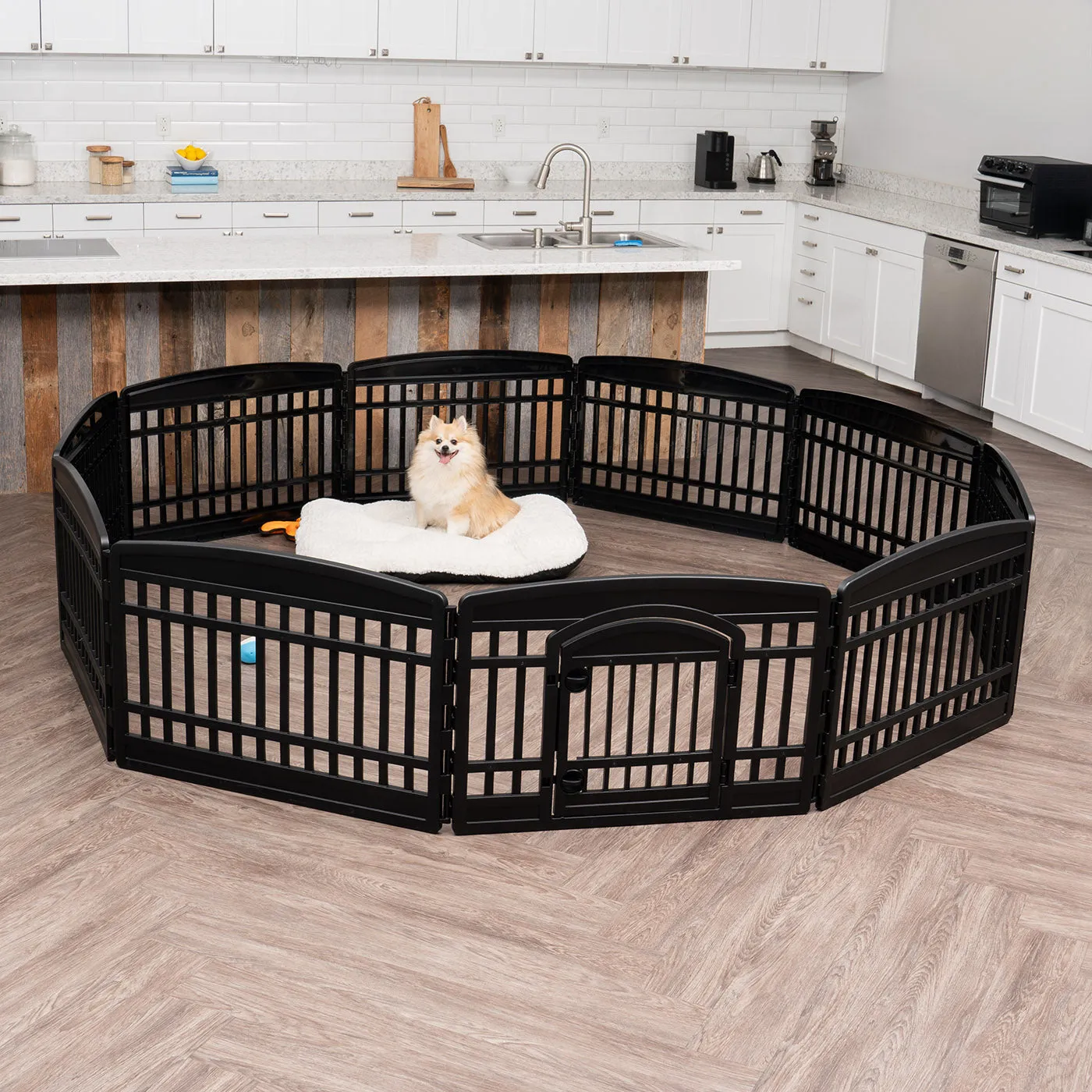 24" 10 Panel Exercise Pet Playpen with Door for Dog, Black