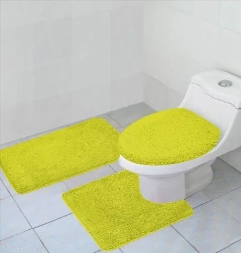 3 Pcs Bathroom Rug, Contour Rug and Lid Cover Set