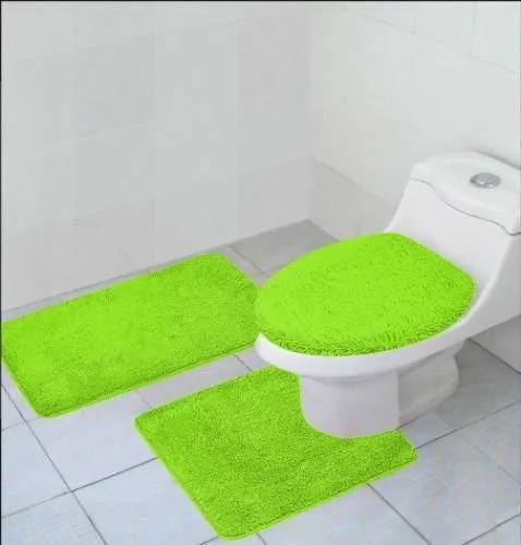 3 Pcs Bathroom Rug, Contour Rug and Lid Cover Set