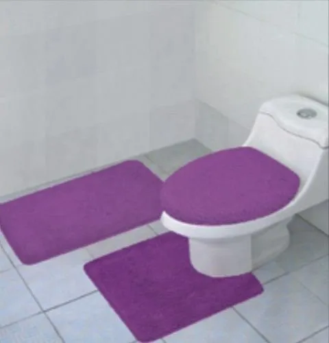 3 Pcs Bathroom Rug, Contour Rug and Lid Cover Set