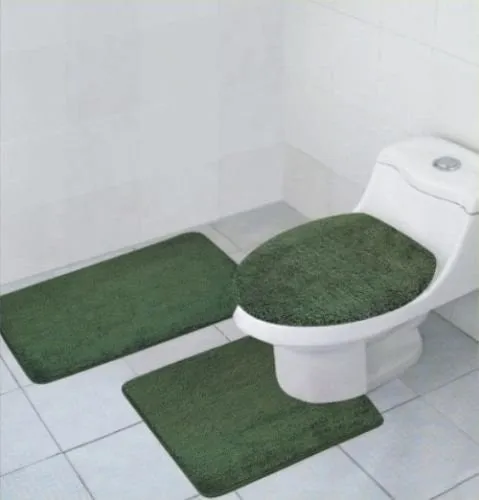 3 Pcs Bathroom Rug, Contour Rug and Lid Cover Set