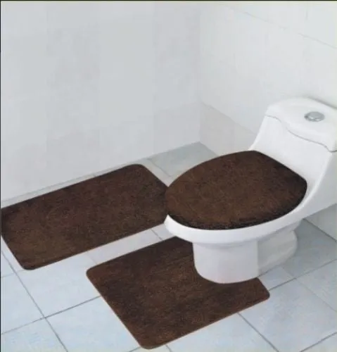 3 Pcs Bathroom Rug, Contour Rug and Lid Cover Set