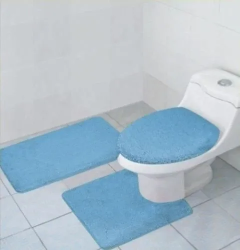 3 Pcs Bathroom Rug, Contour Rug and Lid Cover Set