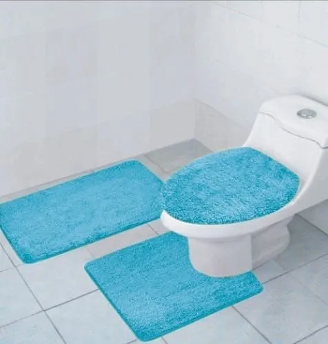 3 Pcs Bathroom Rug, Contour Rug and Lid Cover Set