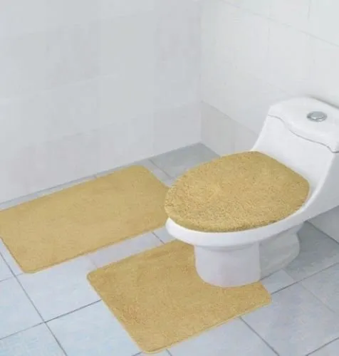 3 Pcs Bathroom Rug, Contour Rug and Lid Cover Set