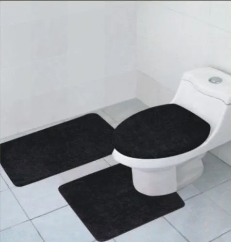 3 Pcs Bathroom Rug, Contour Rug and Lid Cover Set