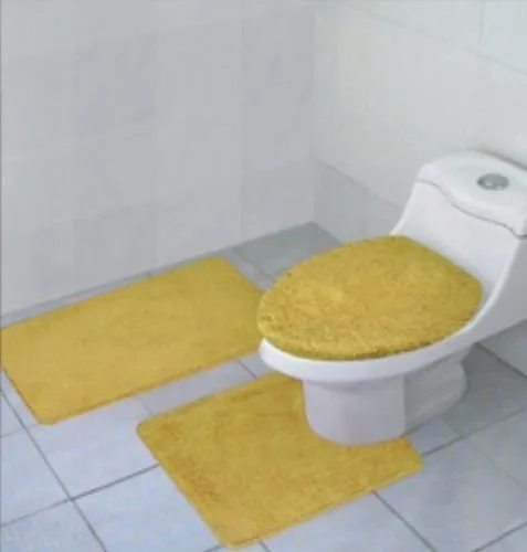 3 Pcs Bathroom Rug, Contour Rug and Lid Cover Set