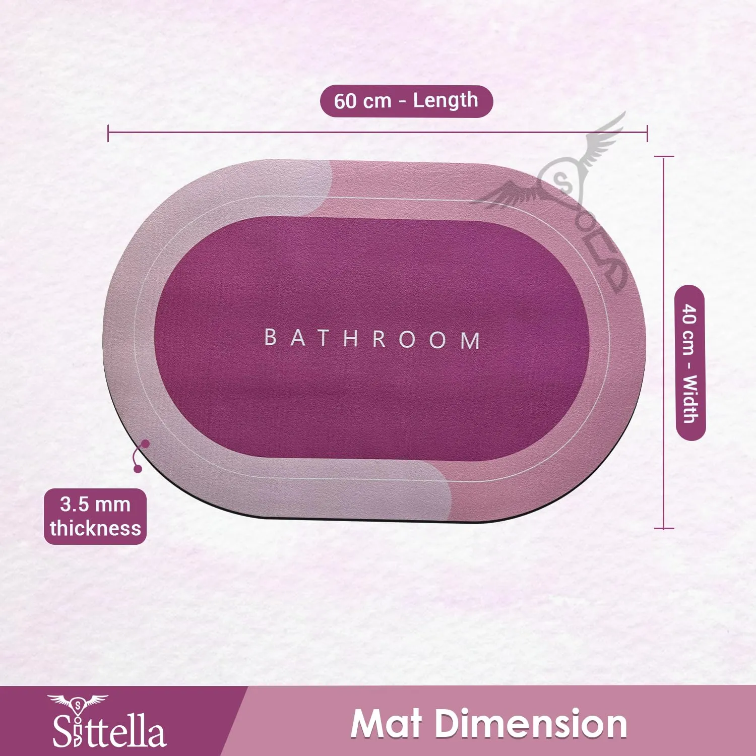 3.5mm Anti-Skid Water Soaking Bathroom Print Door Mat, Water Absorbent Mat (60x40cm, Pink)