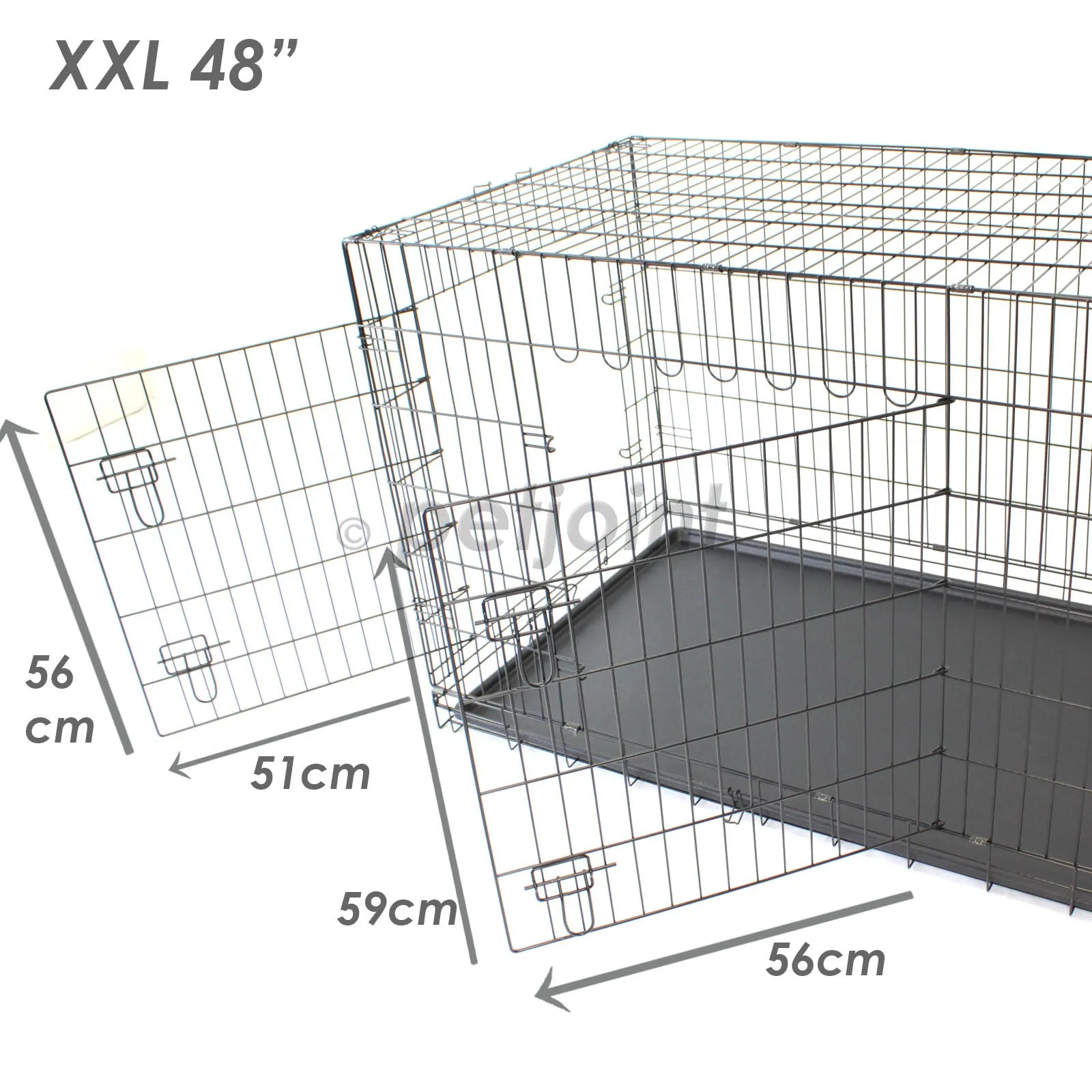 48" XXL Metal Dog Cage Crate Kennel House Training Puppy Cat Pets