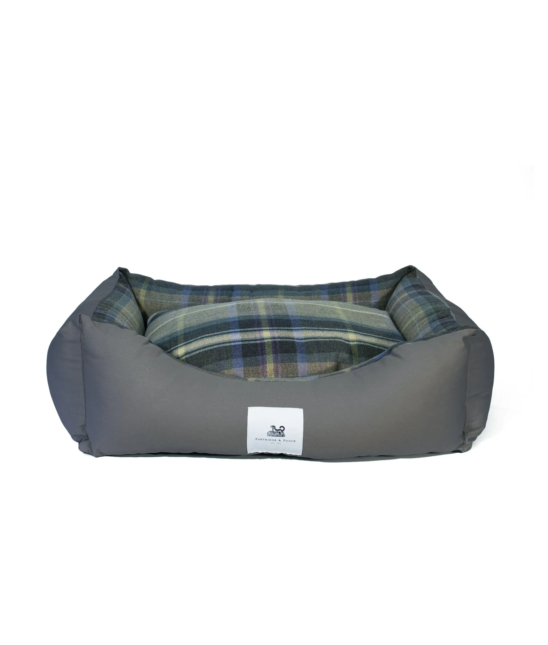 Amherst 2 in 1 Dog bed - Anthracite Grey with Blue Tweed Check