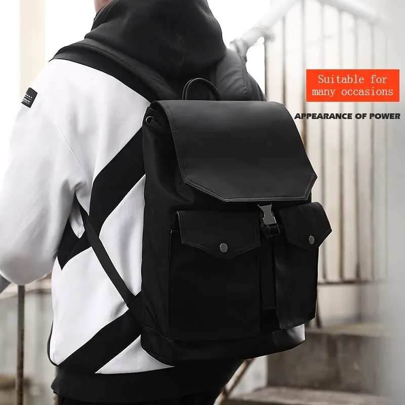 Backpack for Men Waterproof Nylon Breathable Backpacks 15.6 Inch Laptop Bag Travel Backpack with USB Charging