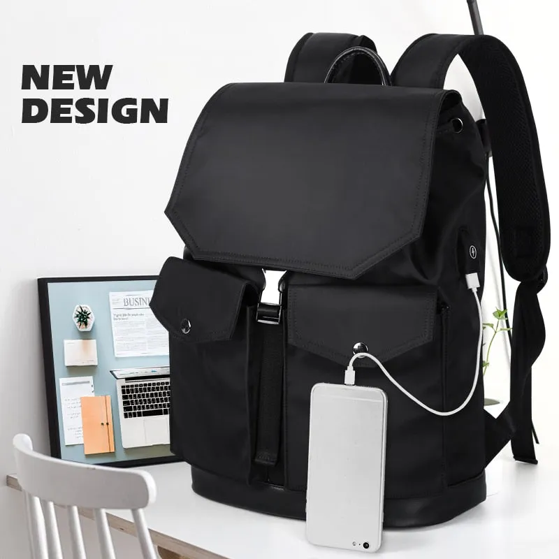 Backpack for Men Waterproof Nylon Breathable Backpacks 15.6 Inch Laptop Bag Travel Backpack with USB Charging