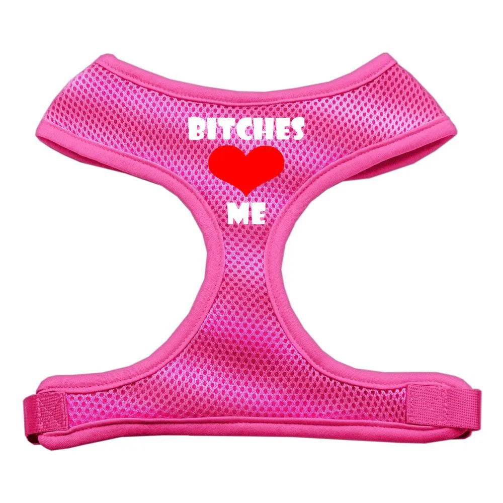 Bitches Love Me Soft Mesh Harnesses Pink Extra Large