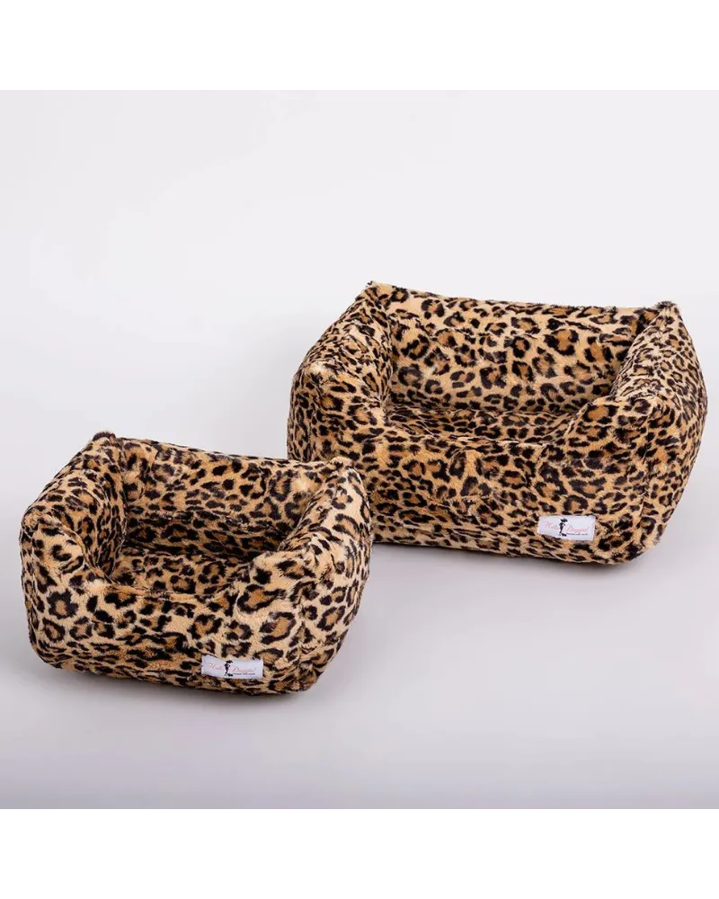 Cashmere Collection Faux-Fur Dog Bed in Leopard (Custom/Direct-Ship) (Made in the USA)