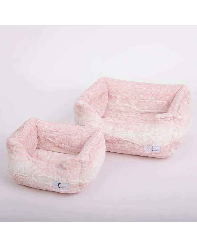 Cashmere Collection Faux-Fur Dog Bed in Pink Fawn (Custom/Direct-Ship) (Made in the USA)