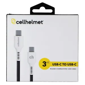 CellHelmet (3-Ft) USB-C to USB-C Round Charge/Sync USB Cable - Gray/White