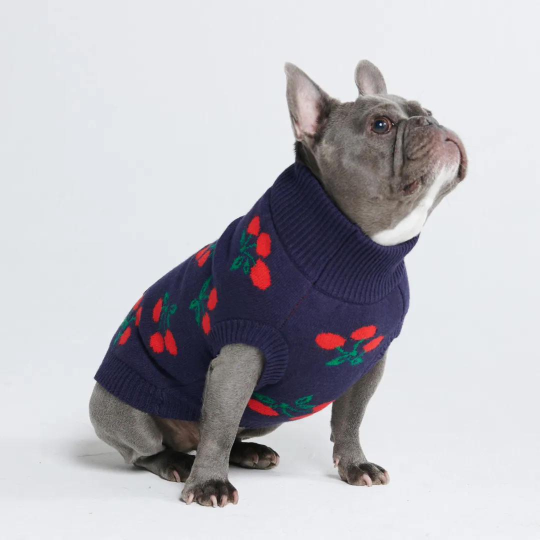 Cherries Knit Dog Sweater