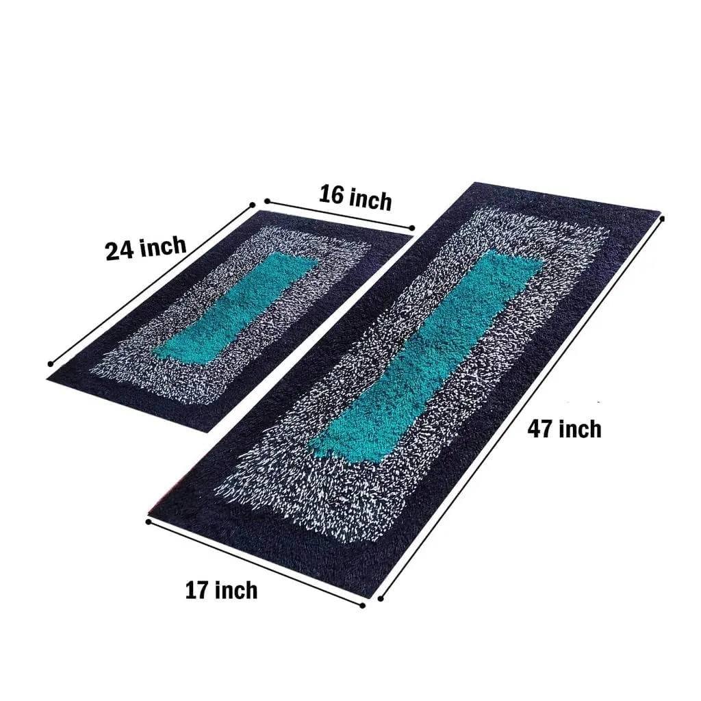 Chetak Handloom Sk Home Kitchen Runner Mat Pack Of 2 Pcs Floor Mat Runner With Anti Skid Backing For Kitchen/Yoga/Living Room/Bed Room Rugs 16"X 24" And 17"X 47" Inch Cotton Thread, Light Green