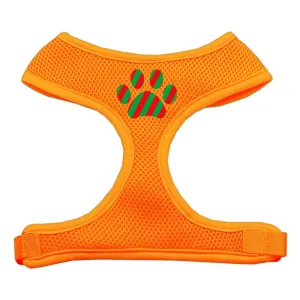 Christmas Paw Screen Print Soft Mesh Harness Orange Small