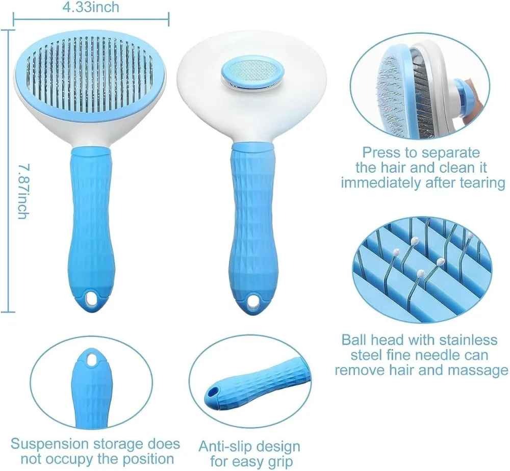 Chullbull Oval Slicker, Bath and Rubber Hand Brush Grooming Kit for Dogs