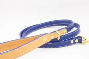 Classic Ocean Blue Leather Lead from Florenze Italy