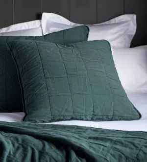 Darkest Spruce Finn 100% Cotton Quilted Cushion Cover