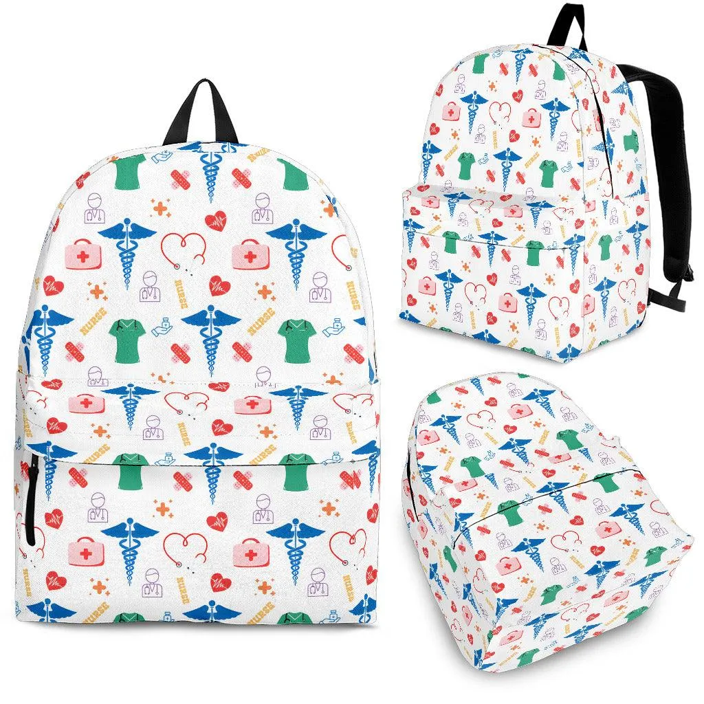 Doctor/Nurse White Caduceus Backpack