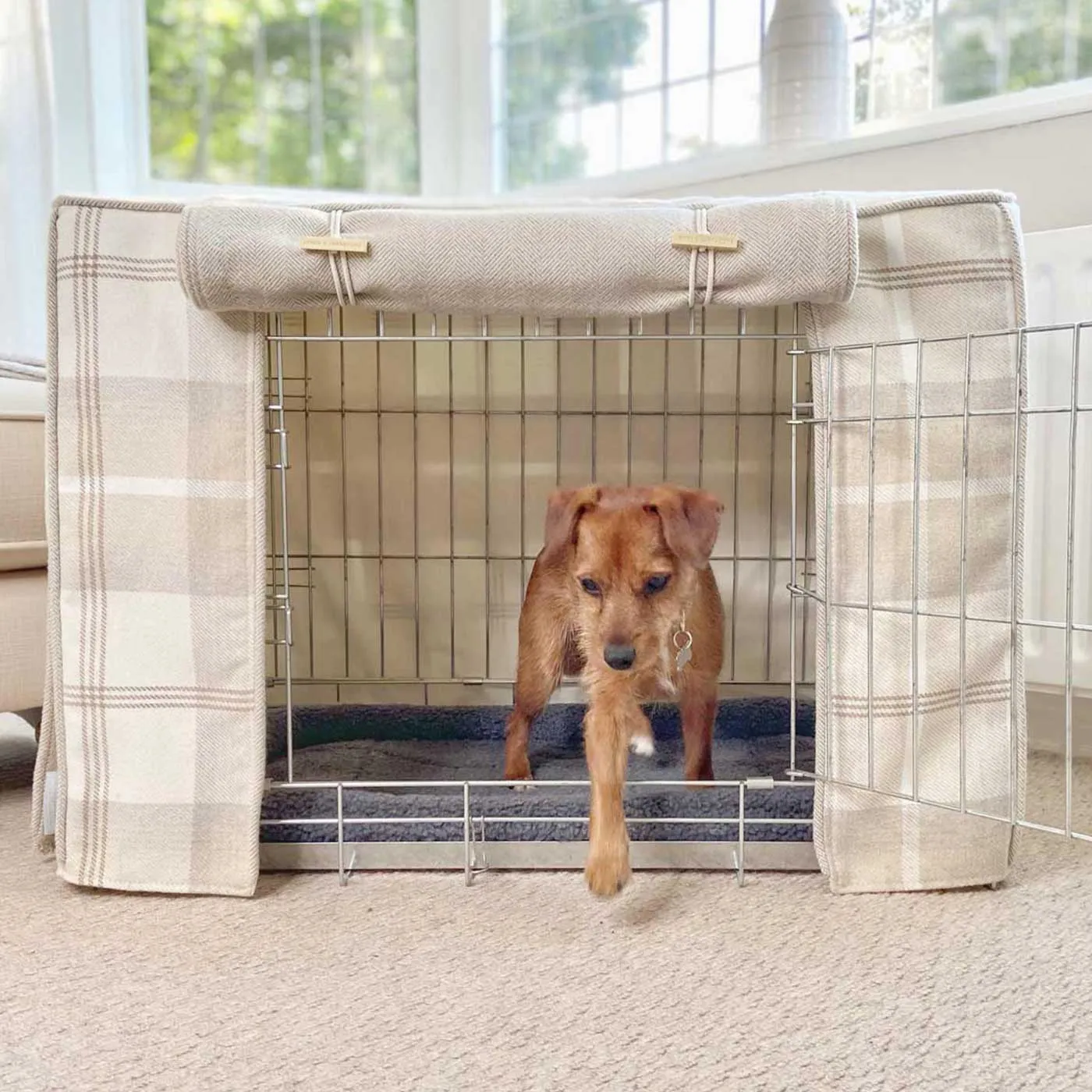 Dog Crate Cover in Balmoral Natural Tweed by Lords & Labradors