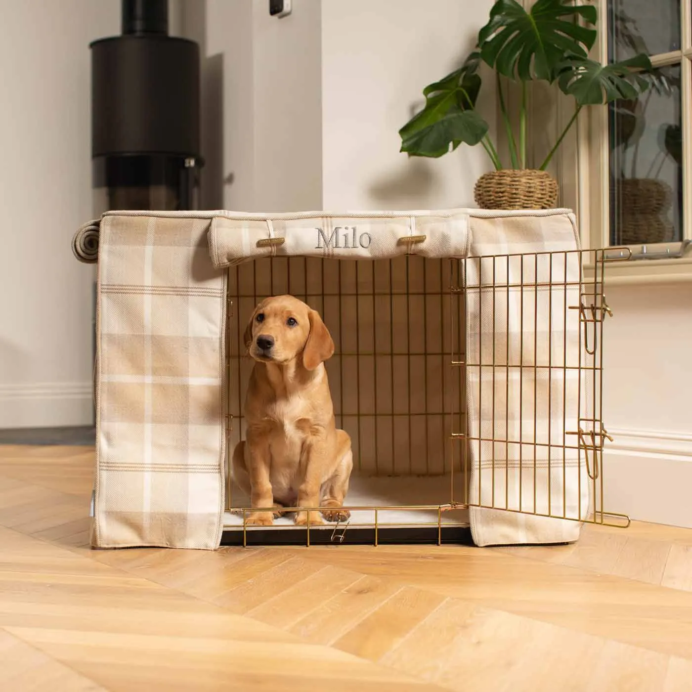 Dog Crate Cover in Balmoral Natural Tweed by Lords & Labradors