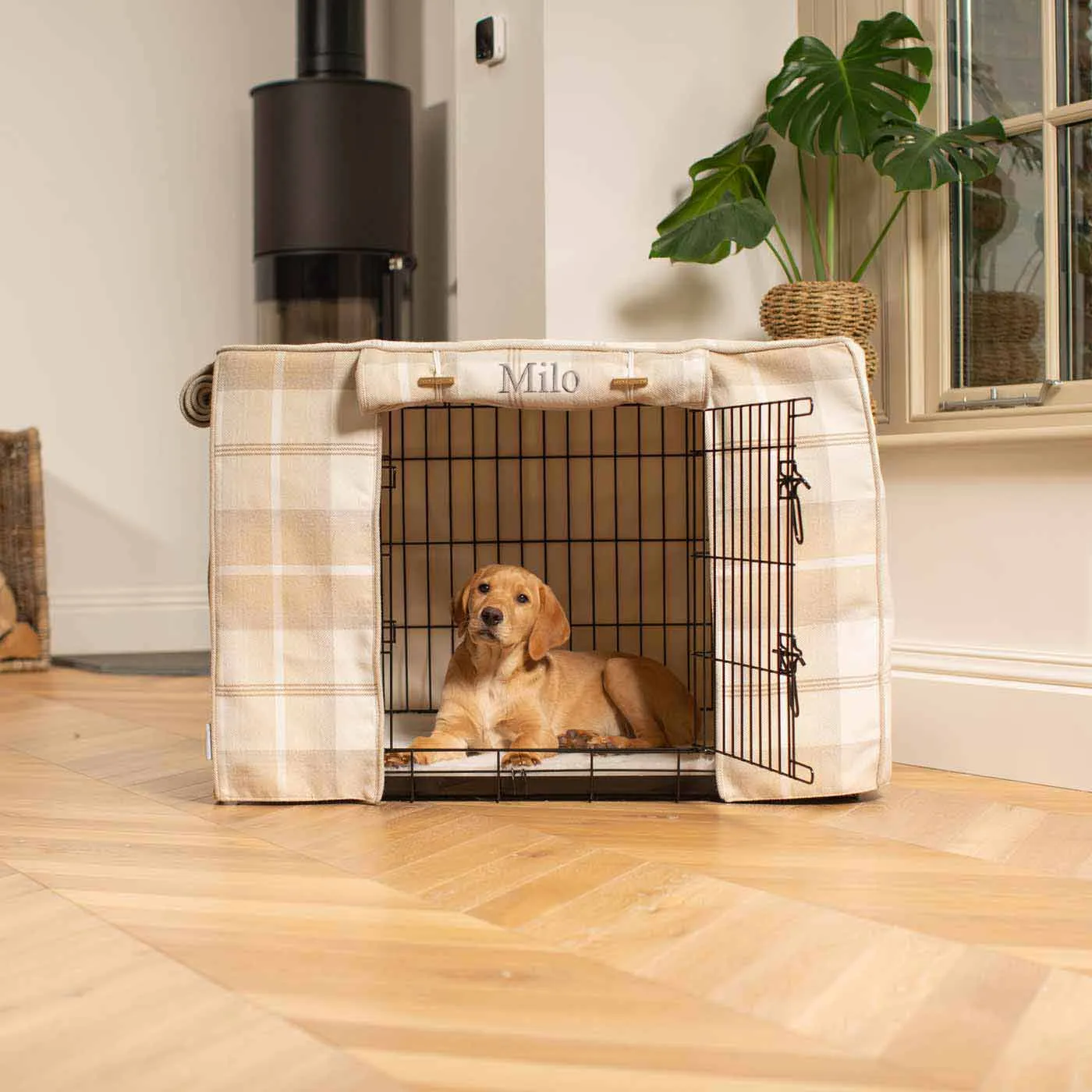 Dog Crate Cover in Balmoral Natural Tweed by Lords & Labradors