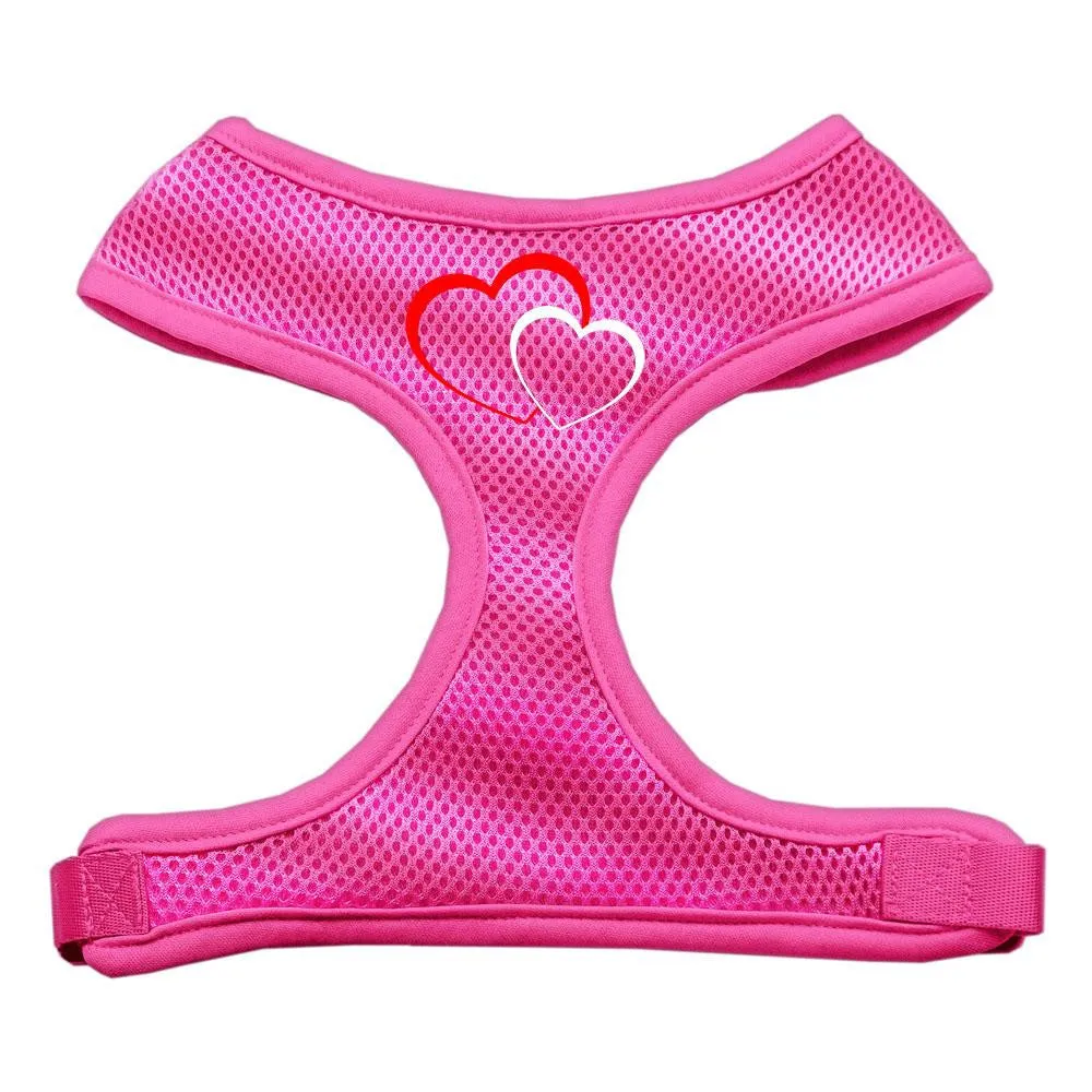 Double Heart Design Soft Mesh Harnesses Pink Small