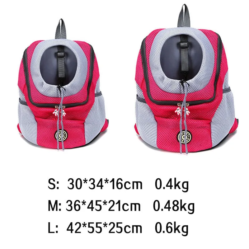 Double Shoulder Portable Travel Backpack Outdoor Pet Dog Carrier Bag Pet Dog Front Bag Mesh Backpack （S--L)