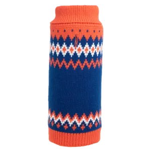 Fairisle Knit Sweater | Orange & Navy