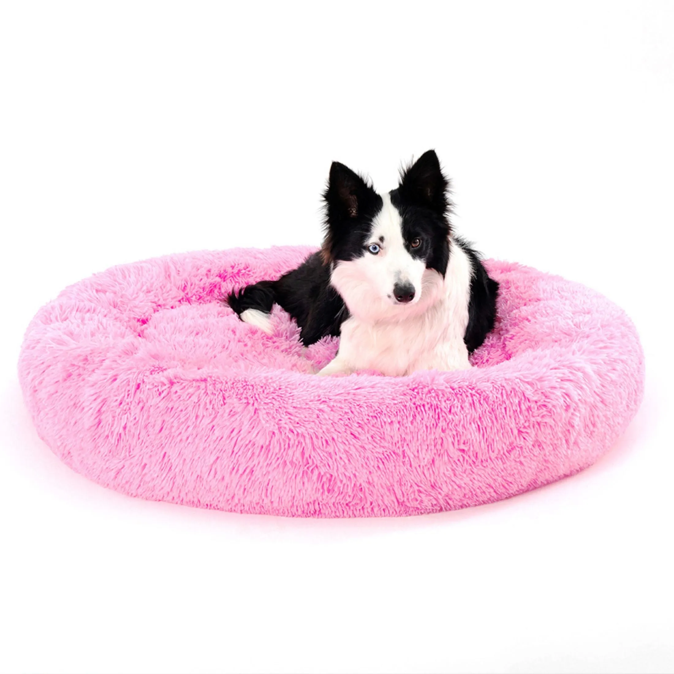 Fluffy Donut Dog Bed  Warm Soft Long Plush Pet Cushion Dog House Cat  Bed Washable Pet Sofa Mat Calming Samll Large Dog Beds