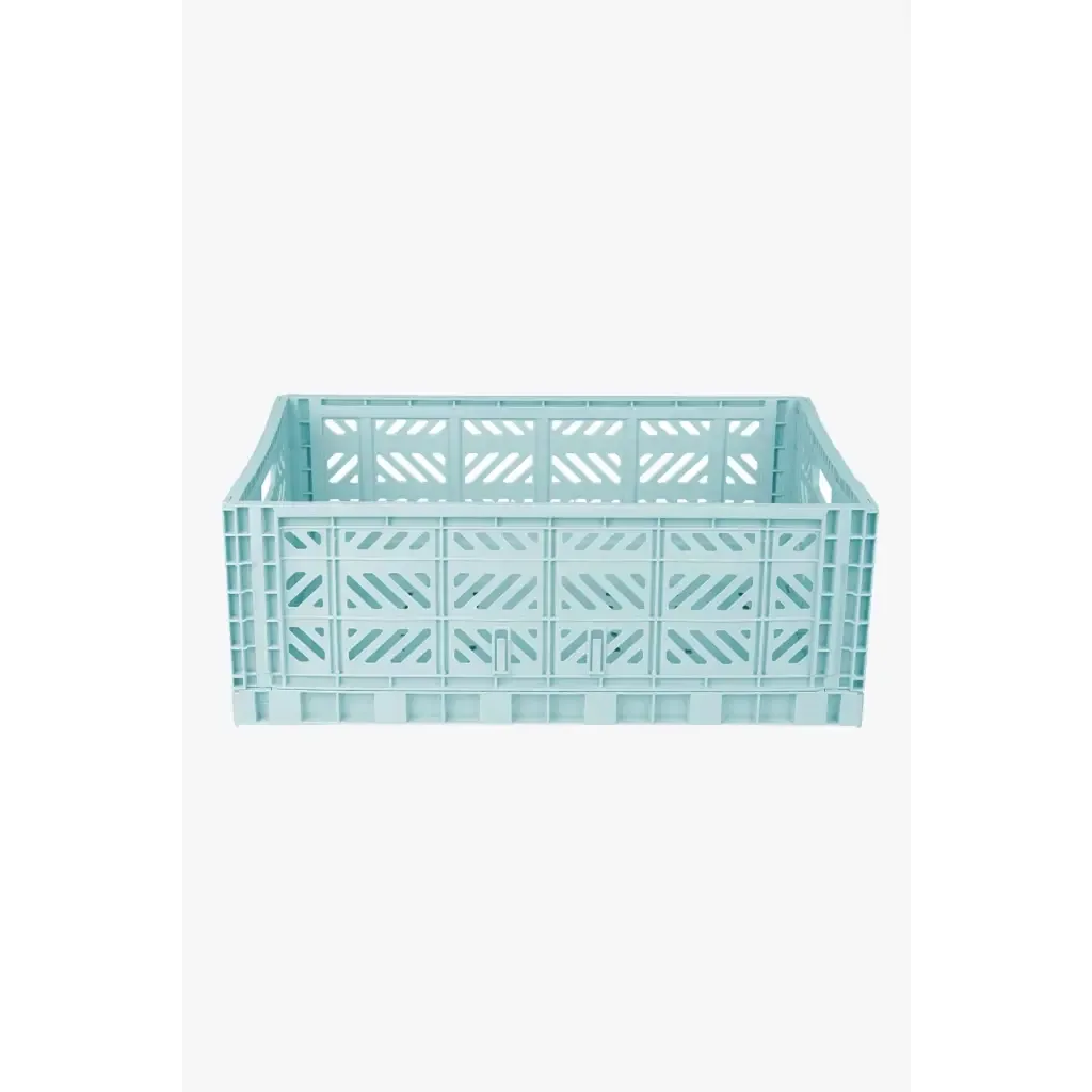 Foldable Storage Bins, Plastic Crate for Storage, Collapsible Crate, Utility Stackable Box Large Artic Blue