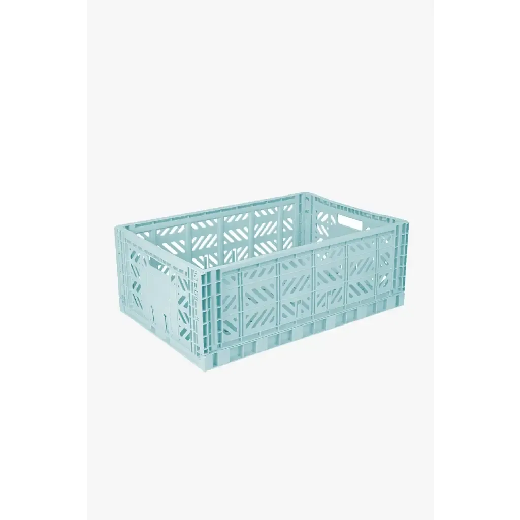 Foldable Storage Bins, Plastic Crate for Storage, Collapsible Crate, Utility Stackable Box Large Artic Blue