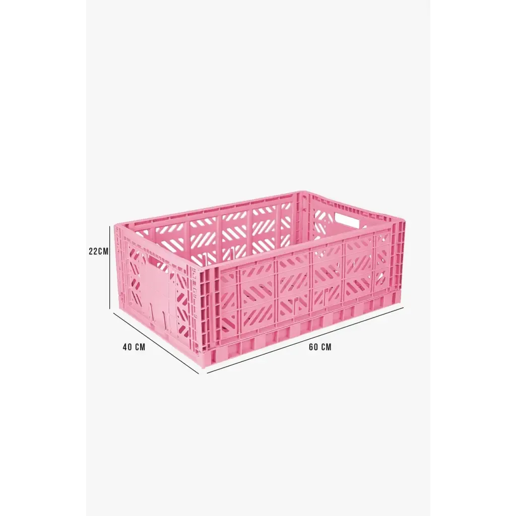 Foldable Storage Bins, Plastic Crate for Storage, Collapsible Crate, Utility Stackable Box Large Baby Pink