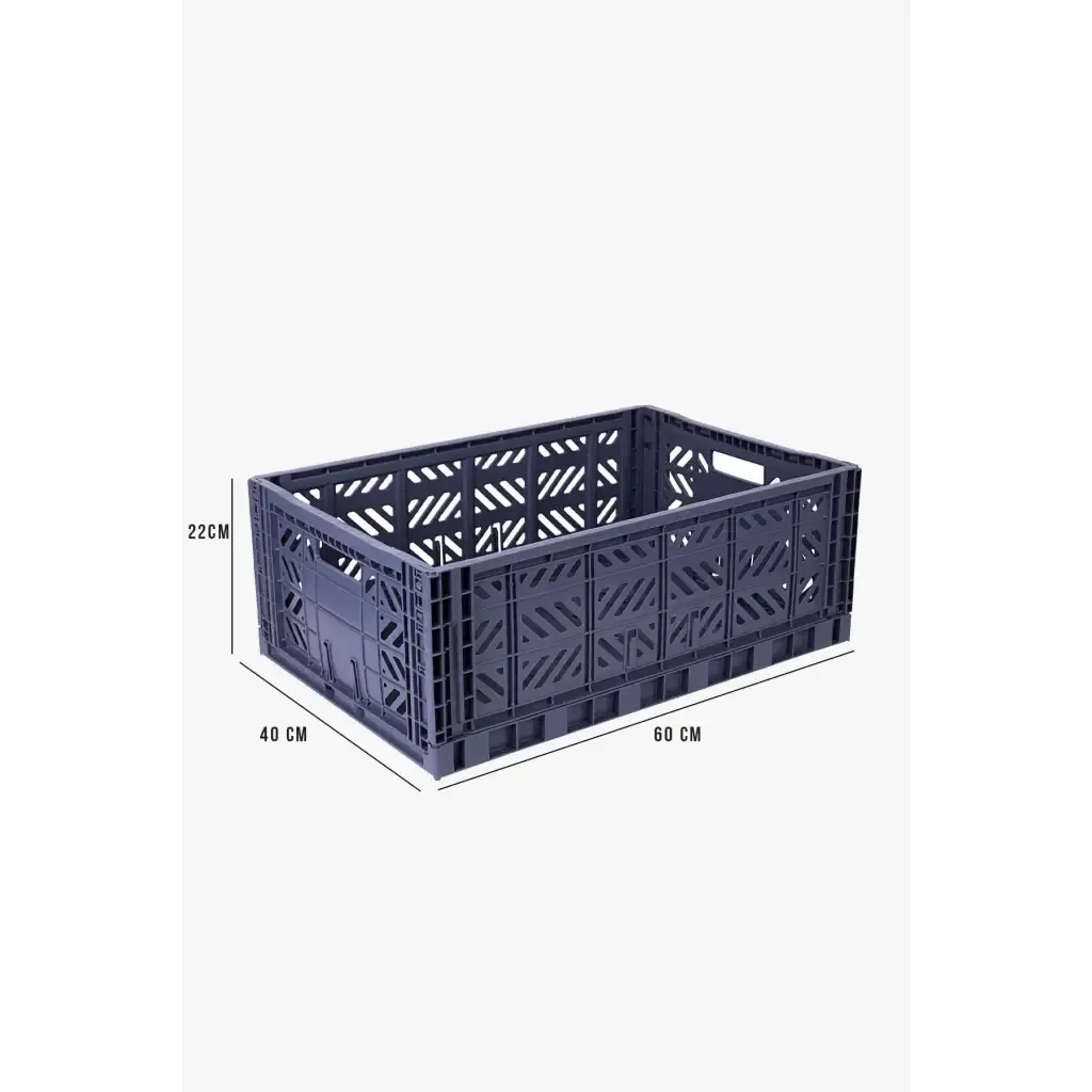 Foldable Storage Bins, Plastic Crate for Storage, Collapsible Crate, Utility Stackable Box Large Cobalt Blue