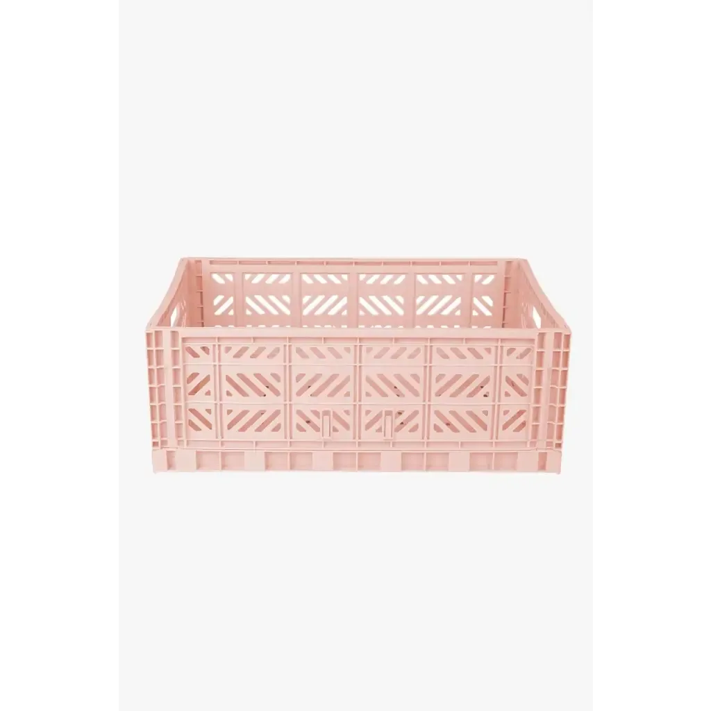 Foldable Storage Bins, Plastic Crate for Storage, Collapsible Crate, Utility Stackable Box Large Milk Tea