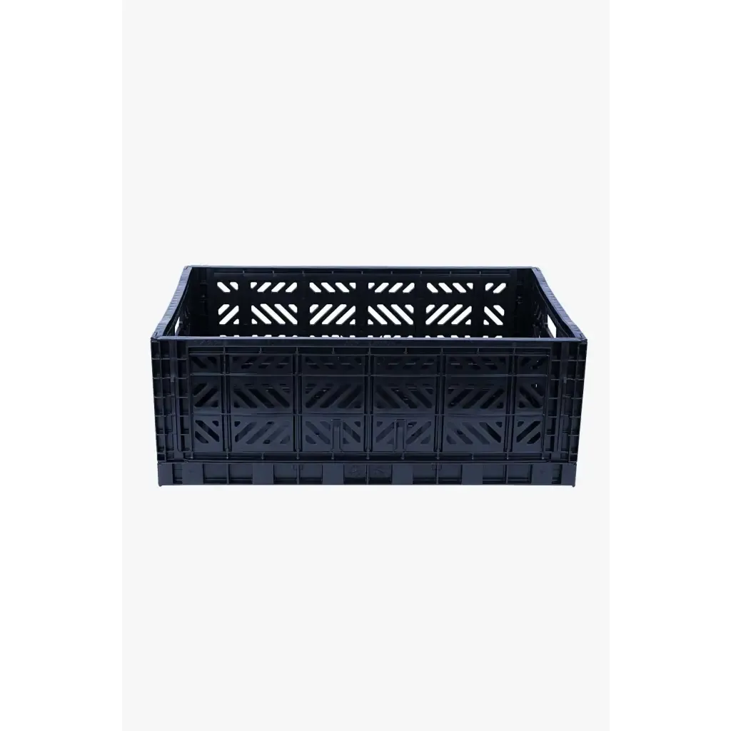 Foldable Storage Bins, Plastic Crate for Storage, Collapsible Crate, Utility Stackable Box Large Navy