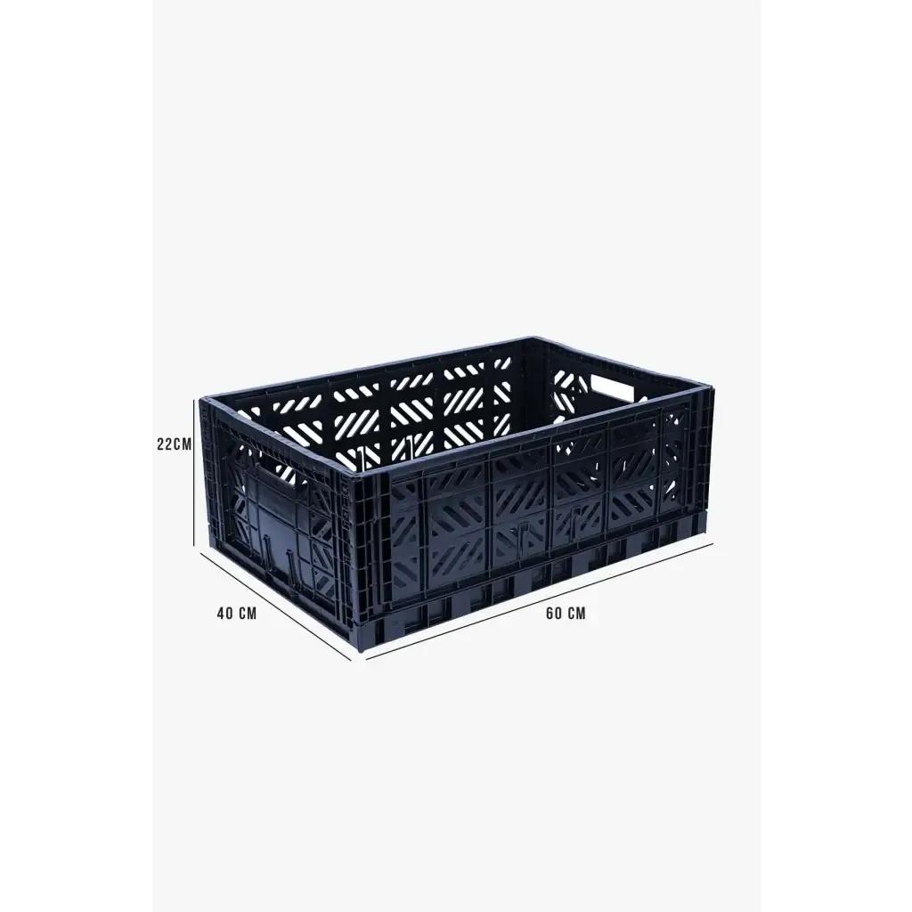 Foldable Storage Bins, Plastic Crate for Storage, Collapsible Crate, Utility Stackable Box Large Navy