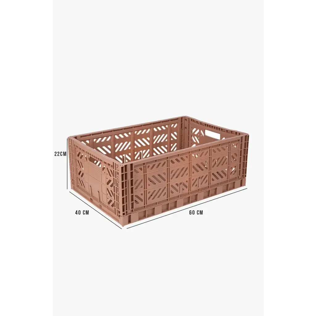 Foldable Storage Bins, Plastic Crate for Storage, Collapsible Crate, Utility Stackable Box Large Warm Taupe