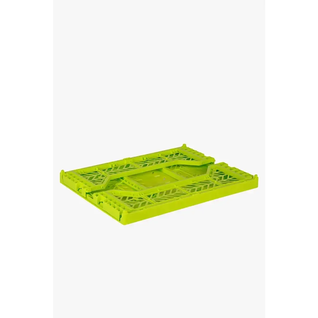 Foldable Storage Bins, Plastic Crate for Storage, Collapsible Crate, Utility Stackable Box Medium Acid Yellow