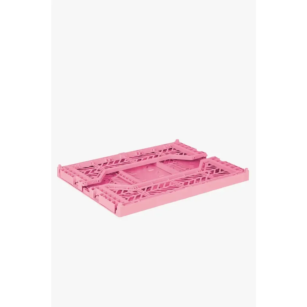 Foldable Storage Bins, Plastic Crate for Storage, Collapsible Crate, Utility Stackable Box Medium Baby Pink