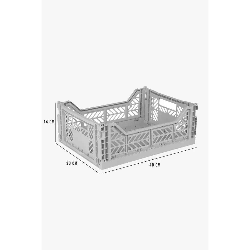 Foldable Storage Bins, Plastic Crate for Storage, Collapsible Crate, Utility Stackable Box Medium Gray