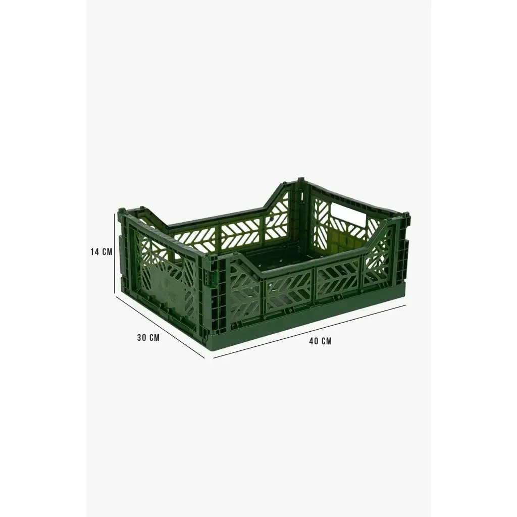 Foldable Storage Bins, Plastic Crate for Storage, Collapsible Crate, Utility Stackable Box Medium Khaki