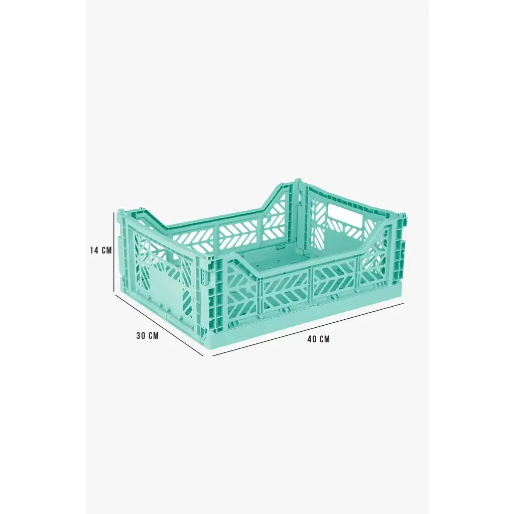 Foldable Storage Bins, Plastic Crate for Storage, Collapsible Crate, Utility Stackable Box Medium Ocean