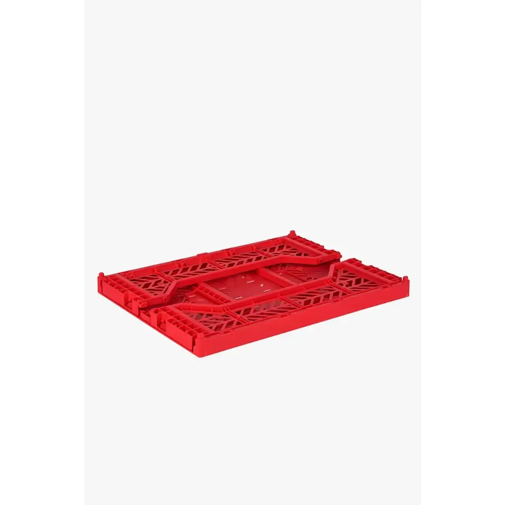 Foldable Storage Bins, Plastic Crate for Storage, Collapsible Crate, Utility Stackable Box Medium Red