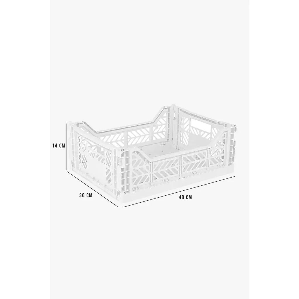 Foldable Storage Bins, Plastic Crate for Storage, Collapsible Crate, Utility Stackable Box Medium White