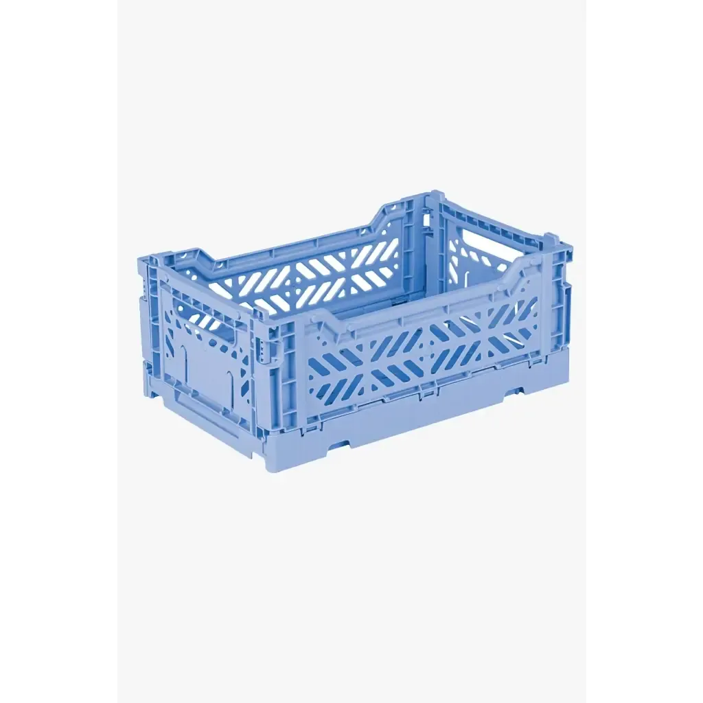 Foldable Storage Bins, Plastic Crate for Storage, Collapsible Crate, Utility Stackable Box Small Baby Blue